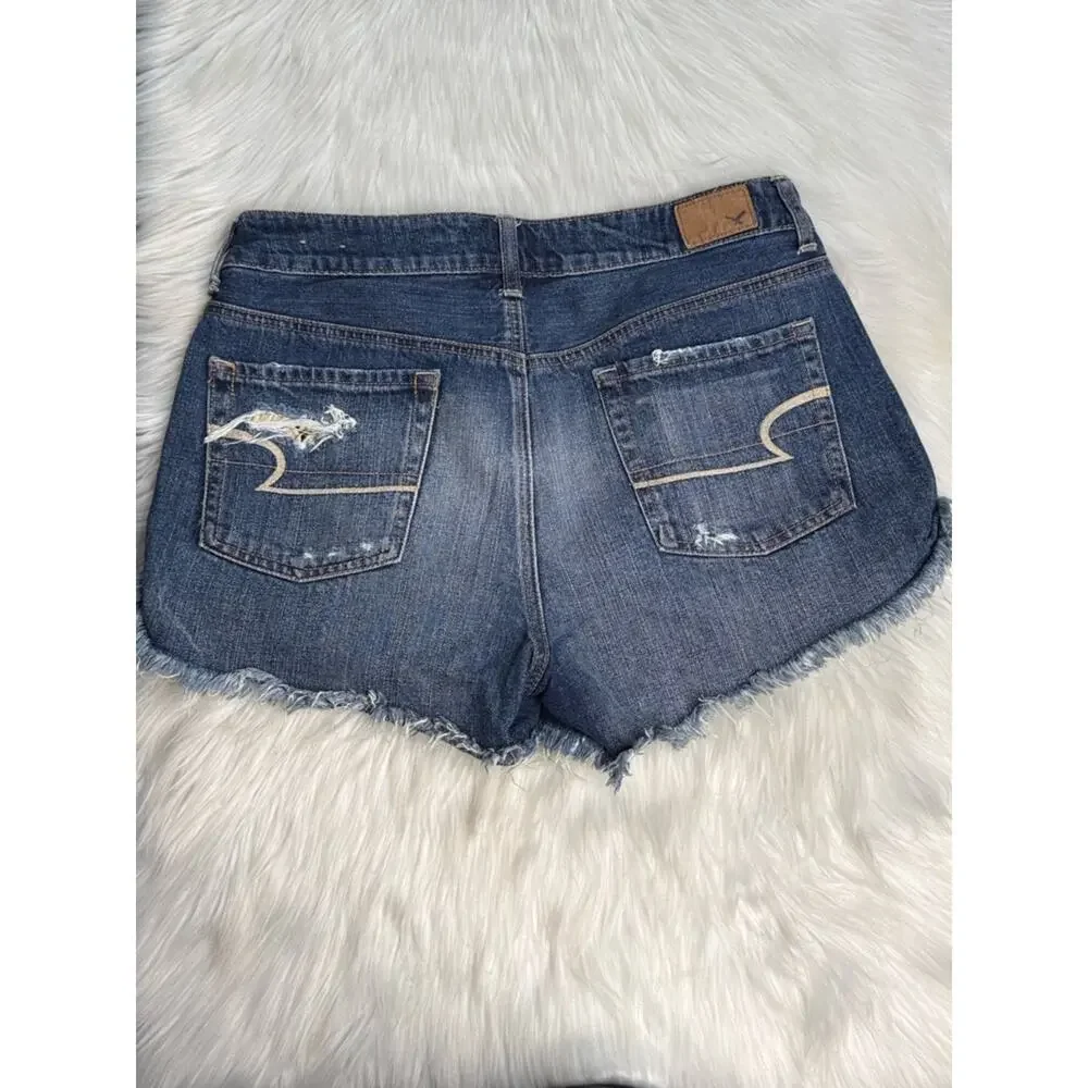 American Eagle Lace Pockets High Rise Festival Denim Cut Offs